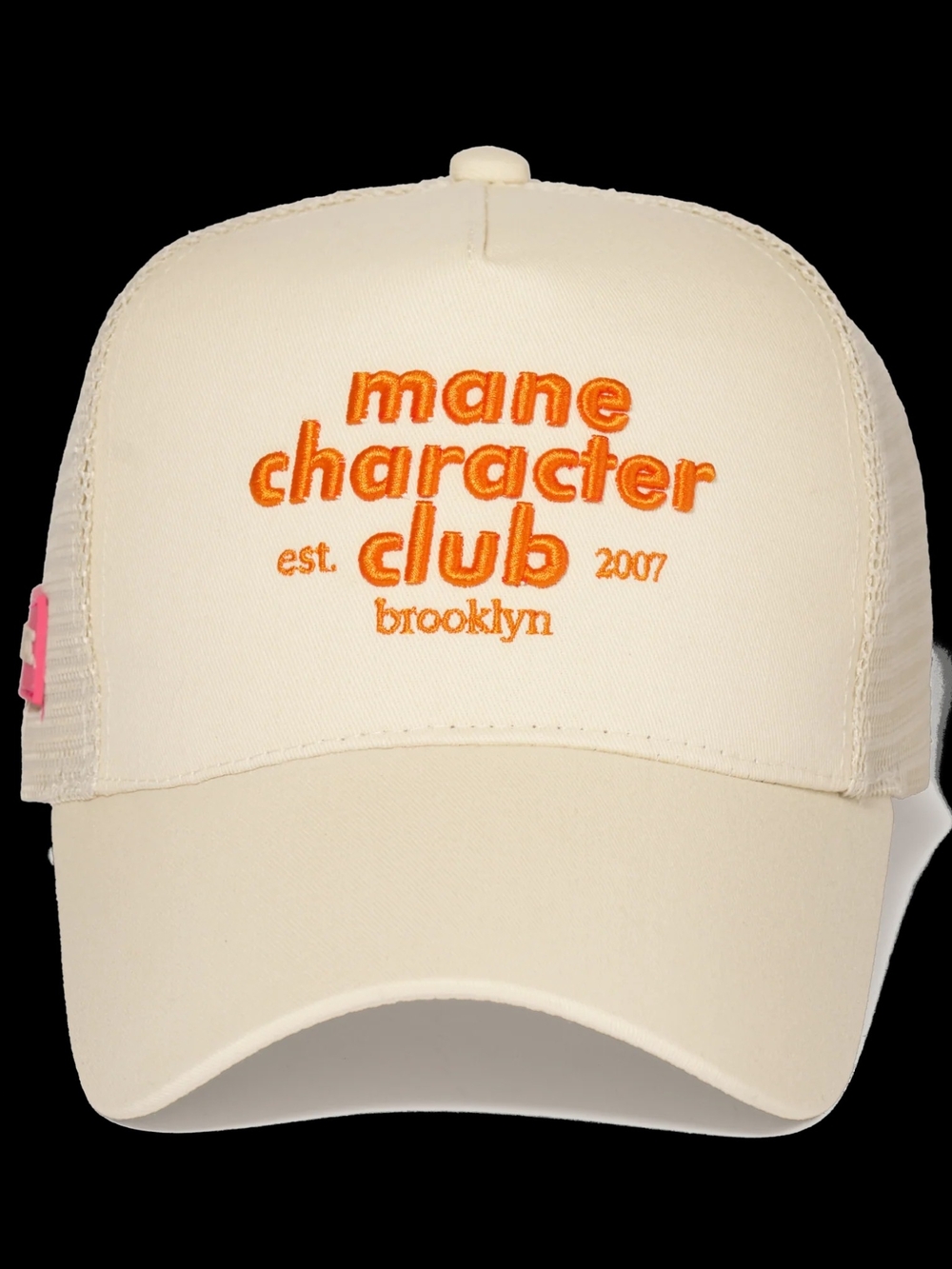 amika Mane Character Club Trucker Hat Cream Orange Brooklyn